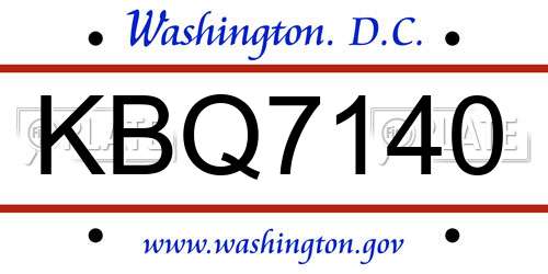 KBQ7140 District Of Columbia License Plate