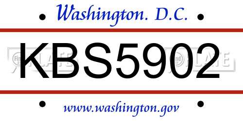 KBS5902 District Of Columbia License Plate