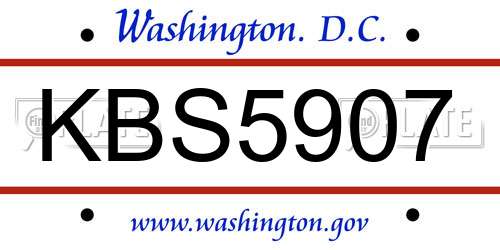 KBS5907 District Of Columbia License Plate