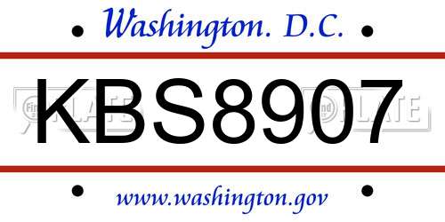 KBS8907 District Of Columbia License Plate