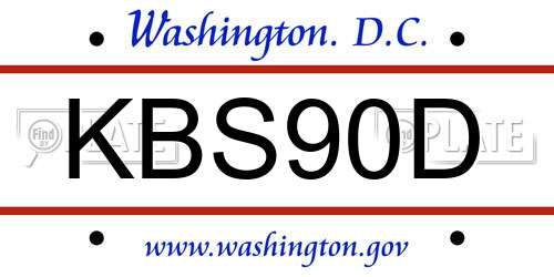 KBS90D District Of Columbia License Plate