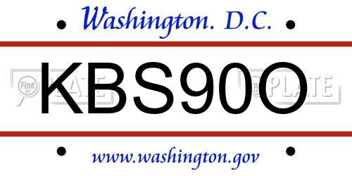 KBS90O District Of Columbia License Plate