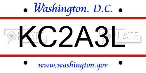 KC2A3L District Of Columbia License Plate