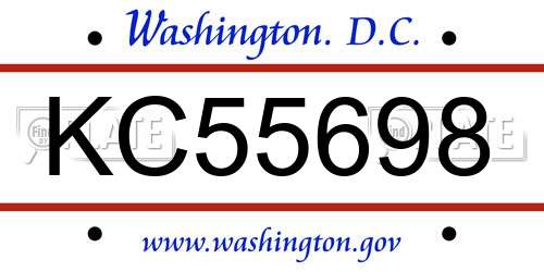 KC55698 District Of Columbia License Plate