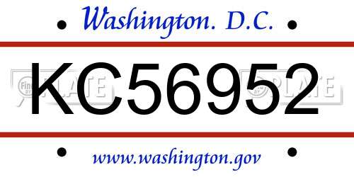 KC56952 District Of Columbia License Plate