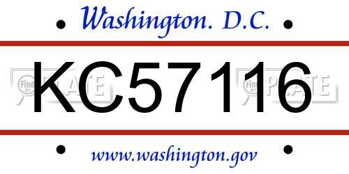 KC57116 District Of Columbia License Plate