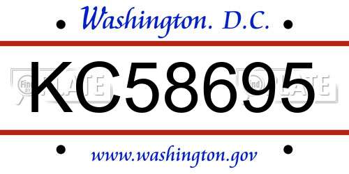 KC58695 District Of Columbia License Plate