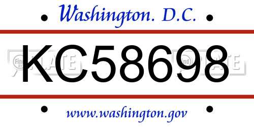 KC58698 District Of Columbia License Plate