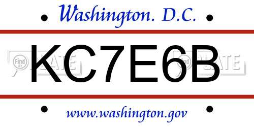 KC7E6B District Of Columbia License Plate