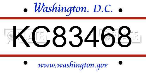 KC83468 District Of Columbia License Plate