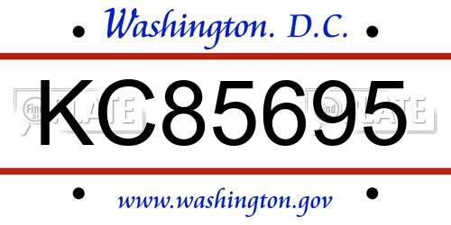 KC85695 District Of Columbia License Plate