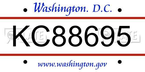 KC88695 District Of Columbia License Plate