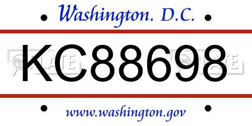 KC88698 District Of Columbia License Plate