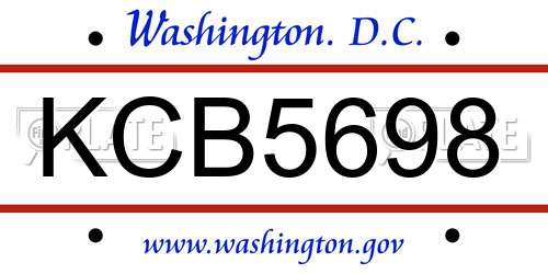 KCB5698 District Of Columbia License Plate