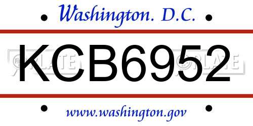 KCB6952 District Of Columbia License Plate