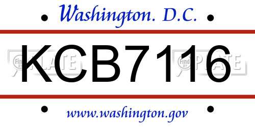 KCB7116 District Of Columbia License Plate