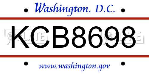 KCB8698 District Of Columbia License Plate