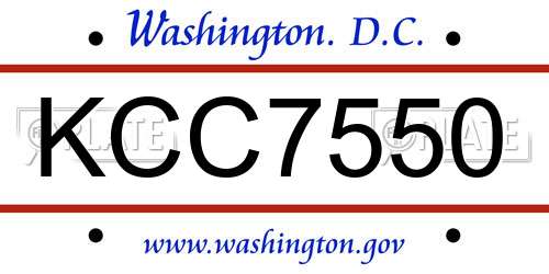 KCC7550 District Of Columbia License Plate