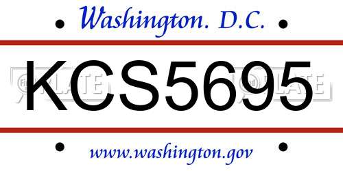 KCS5695 District Of Columbia License Plate