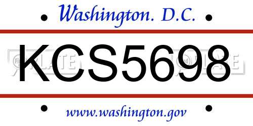 KCS5698 District Of Columbia License Plate