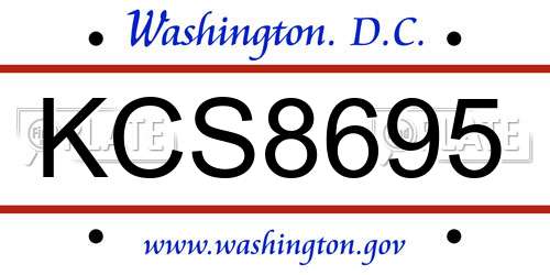 KCS8695 District Of Columbia License Plate
