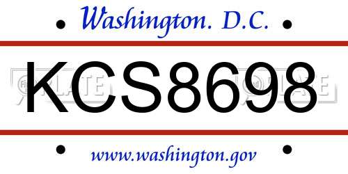 KCS8698 District Of Columbia License Plate