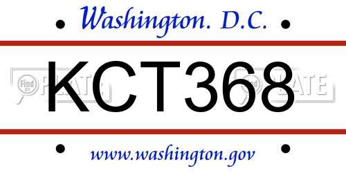 KCT368 District Of Columbia License Plate