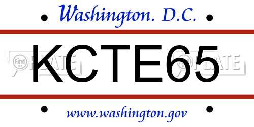 KCTE65 District Of Columbia License Plate