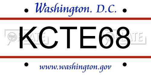 KCTE68 District Of Columbia License Plate