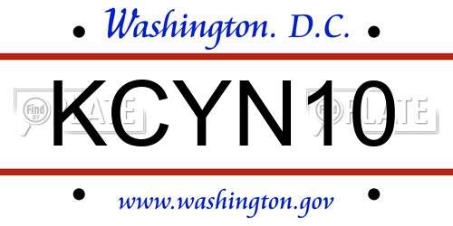 KCYN10 District Of Columbia License Plate
