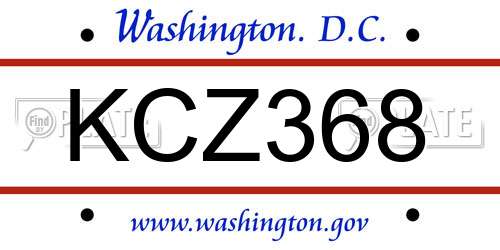 KCZ368 District Of Columbia License Plate