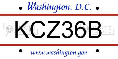 KCZ36B District Of Columbia License Plate