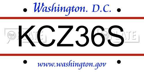 KCZ36S District Of Columbia License Plate