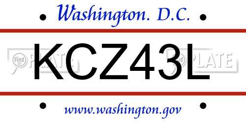 KCZ43L District Of Columbia License Plate