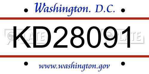 KD28091 District Of Columbia License Plate
