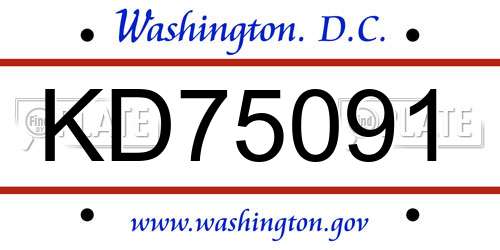 KD75091 District Of Columbia License Plate