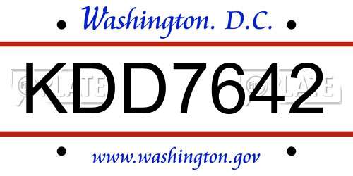 KDD7642 District Of Columbia License Plate
