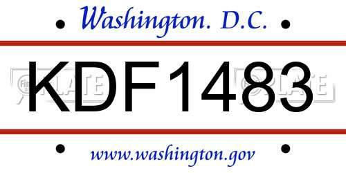 KDF1483 District Of Columbia License Plate