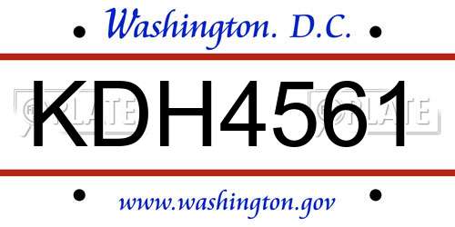KDH4561 District Of Columbia License Plate