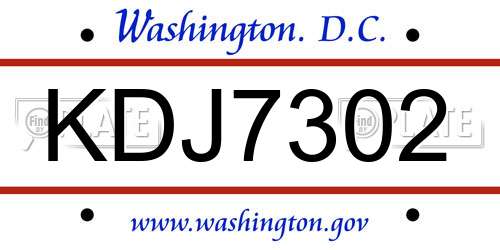 KDJ7302 District Of Columbia License Plate
