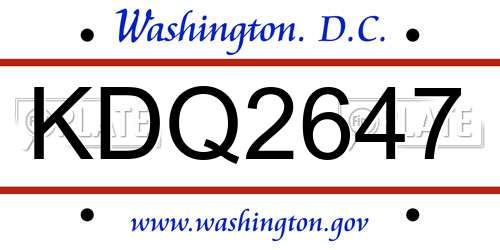 KDQ2647 District Of Columbia License Plate