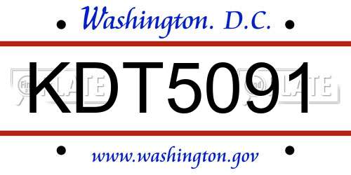 KDT5091 District Of Columbia License Plate