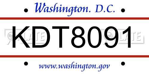 KDT8091 District Of Columbia License Plate