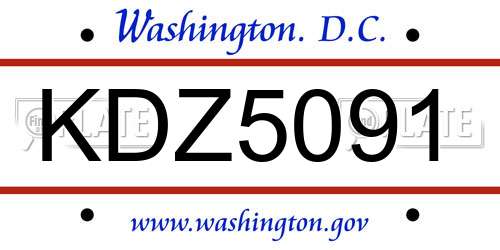 KDZ5091 District Of Columbia License Plate