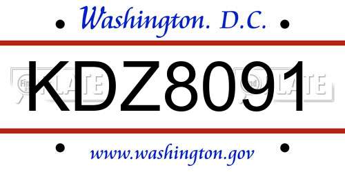 KDZ8091 District Of Columbia License Plate