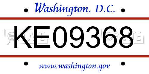 KE09368 District Of Columbia License Plate