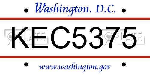 KEC5375 District Of Columbia License Plate
