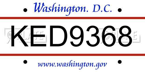 KED9368 District Of Columbia License Plate