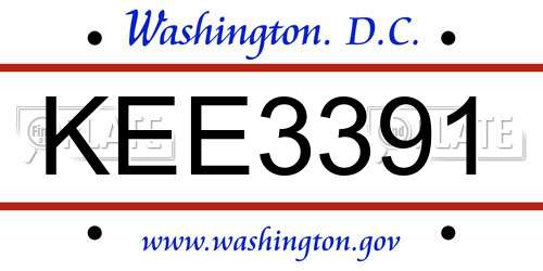 KEE3391 District Of Columbia License Plate