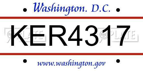 KER4317 District Of Columbia License Plate